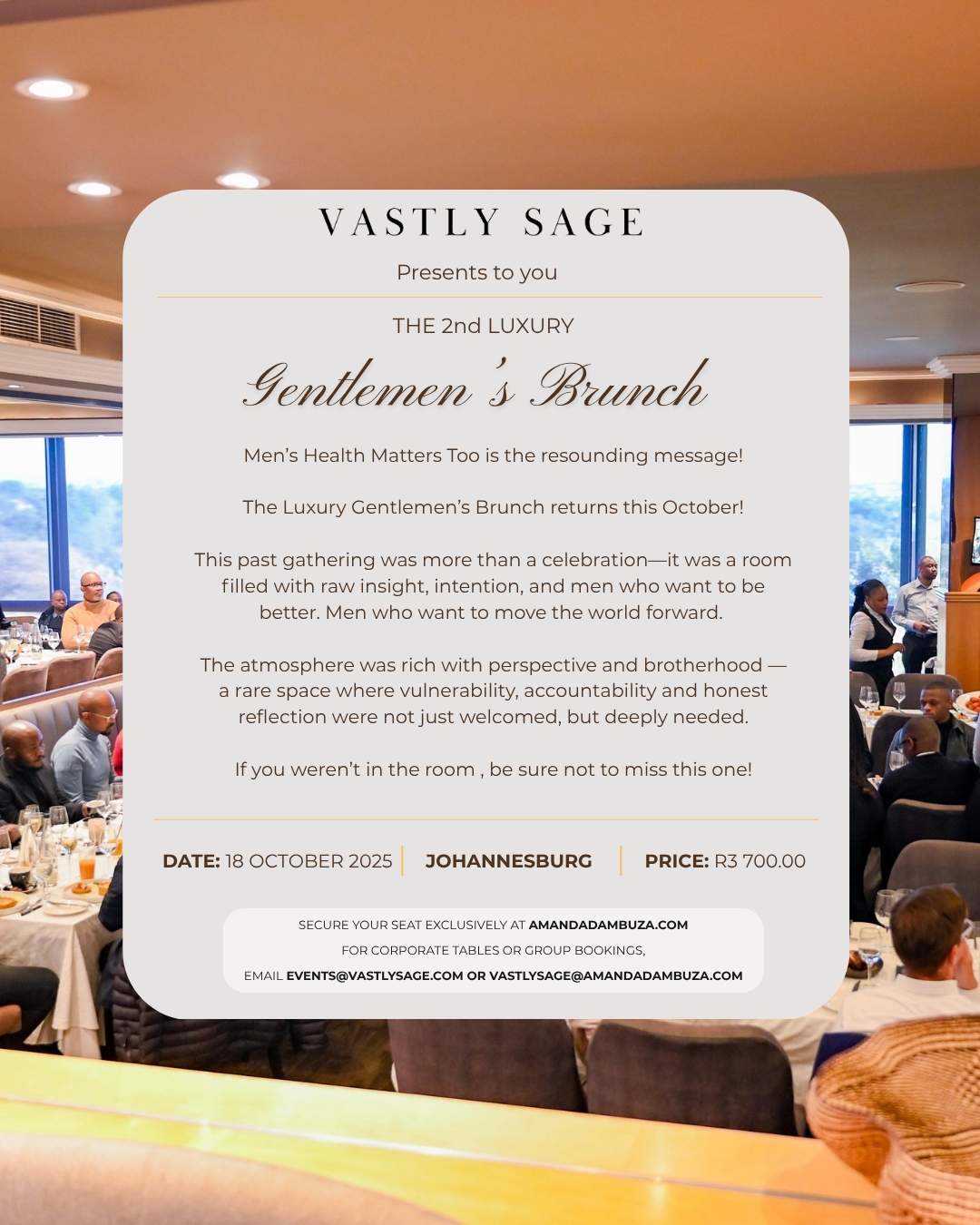 The 2nd Luxury Gentlemen’s Brunch 18 October 2025